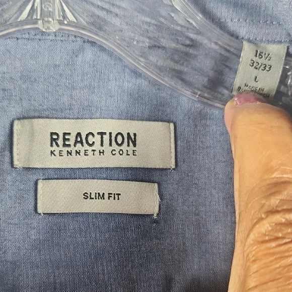 Kenneth Cole Reaction Men's Blue Button-Down Shirt - Picture 2 of 5